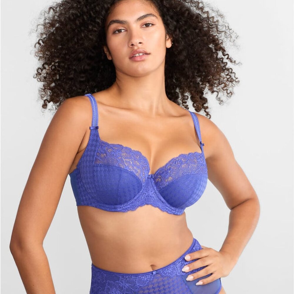 Panache Envy Side Support Balconette Bra US 32G UK 32F Indigo bright blue NWOT